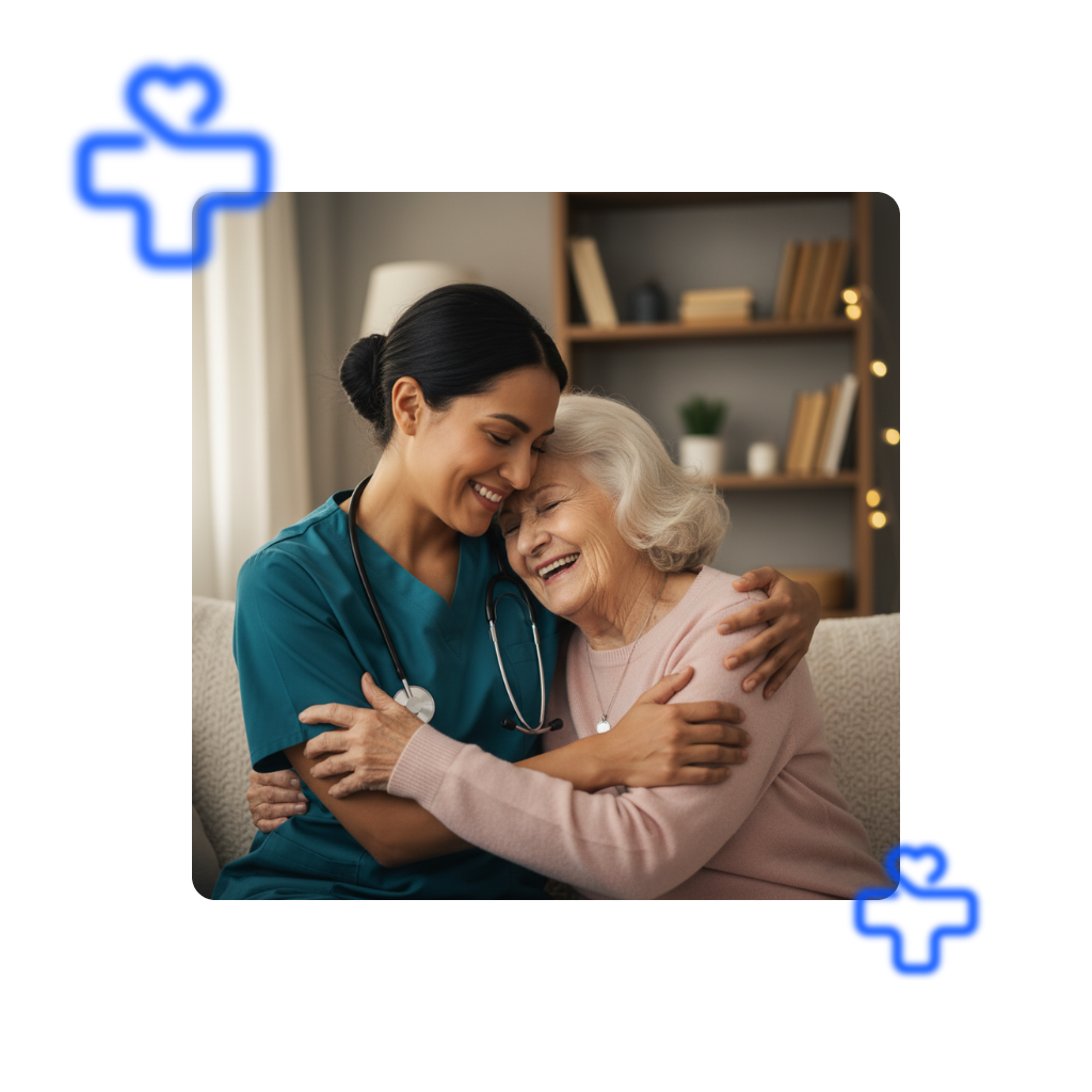 Profissionais de saúde com sorriso confiante